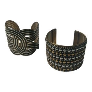 Set of 2 cuff bracelets gold/black/silver/bronze